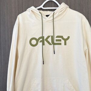 Oakley Cream Hoodie with Olive Logo and Drawcords